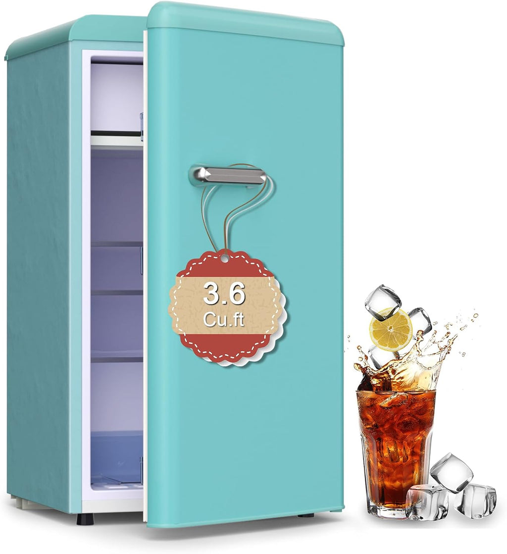 Retro Mini Fridge with Freezer 3.6 Cu.Ft. Single Door Blue O13335
