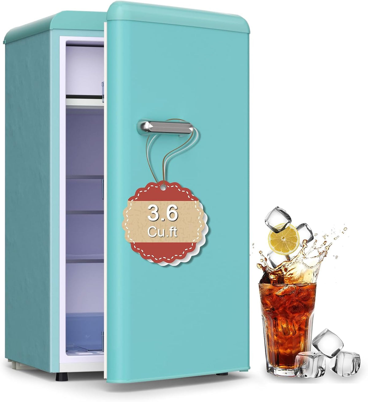 Retro Mini Fridge with Freezer 3.6 Cu.Ft. Single Door Blue O13335