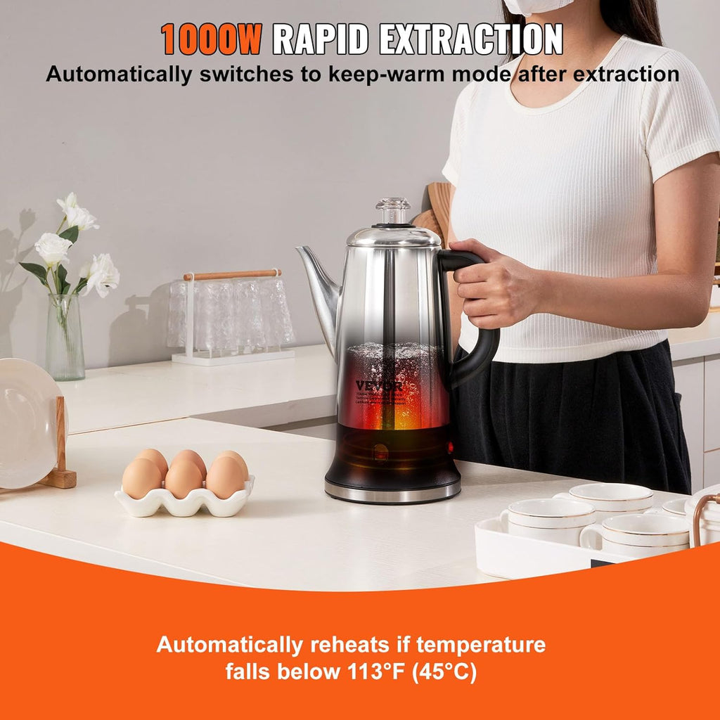 12-Cup 304 Stainless Steel Electric Coffee Percolator K404