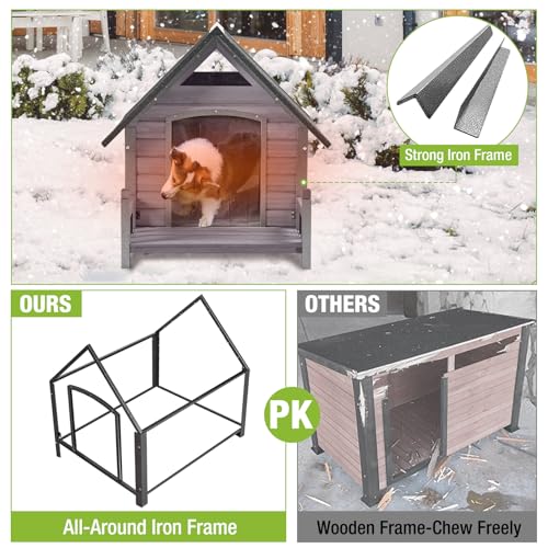 Insulated Dog Kennel with Metal Frame L64808