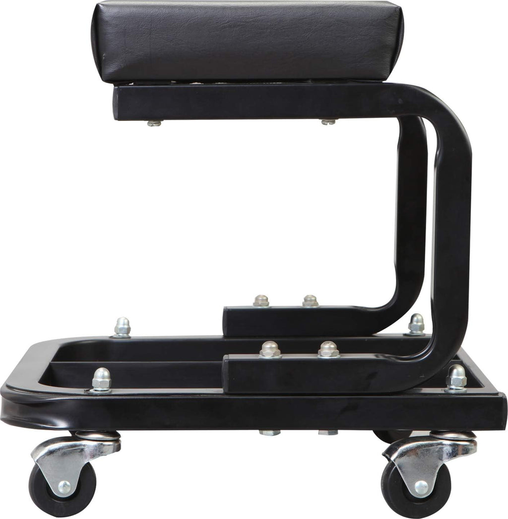 Black Padded Mechanic Stool with Tool Tray Storage U12790