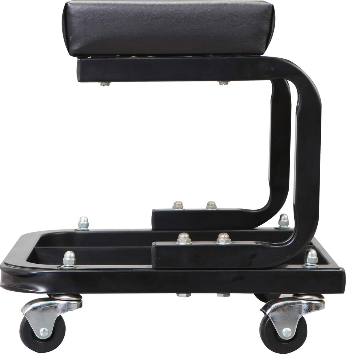 Black Padded Mechanic Stool with Tool Tray Storage U12790