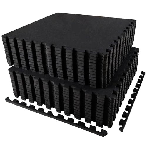 0.56in Thick 24 Sq Ft Interlocking Rubber Top EVA Foam Exercise Mats N914052