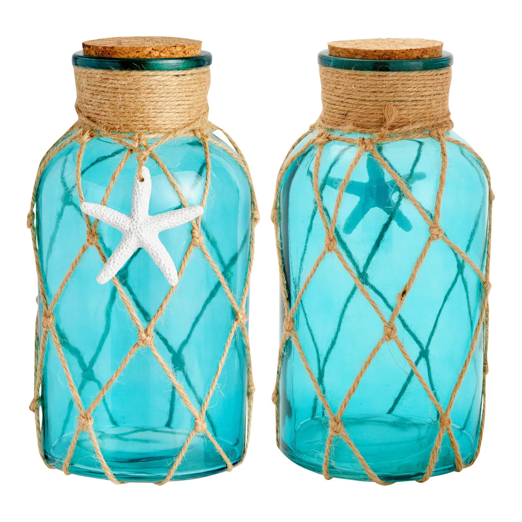 3 Pack Blue Glass Vase with Cork Lid S288