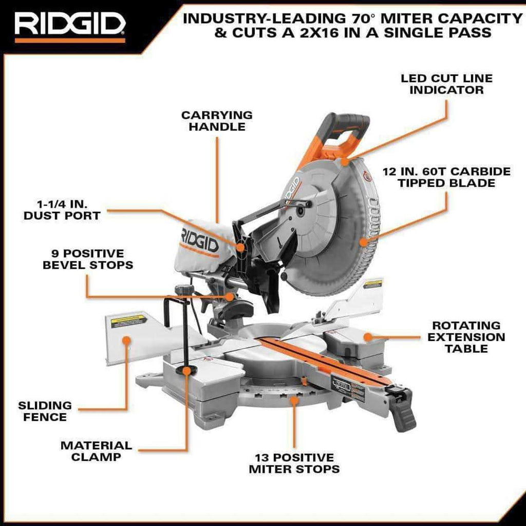 15 Amp Corded 12 in. Dual Bevel Sliding Miter Saw with LED Cut Line Indicator X33365