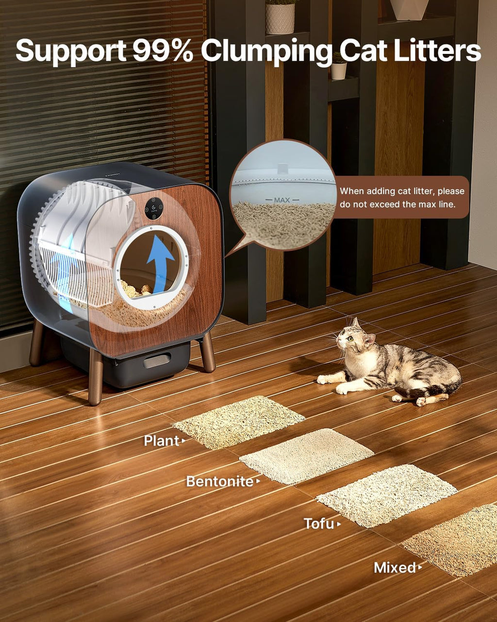 Extra Large Self Cleaning Automatic Cat Litter Box with Mat & Liner M8130