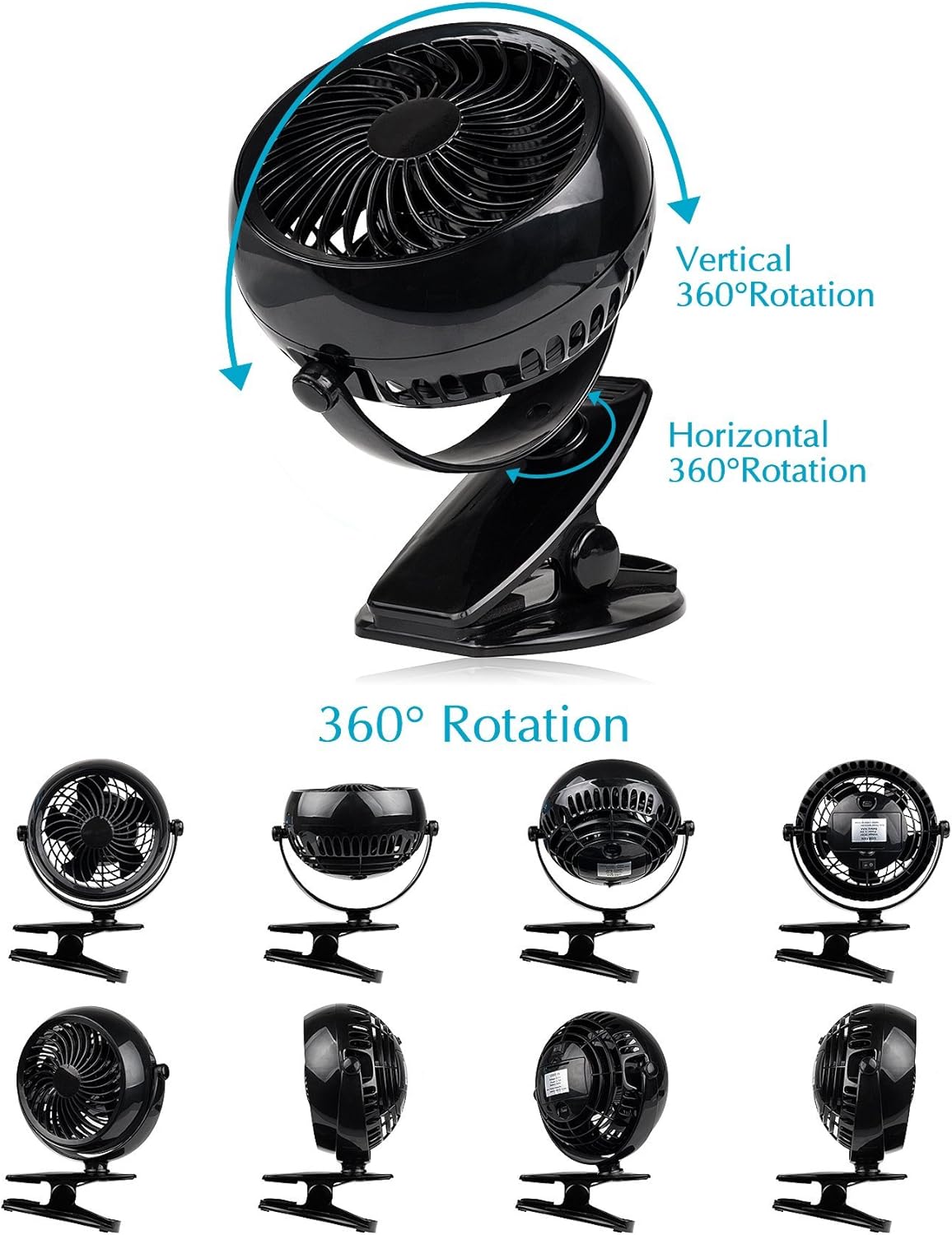 Battery Operated Fan with Clip, 5 Inch U77824