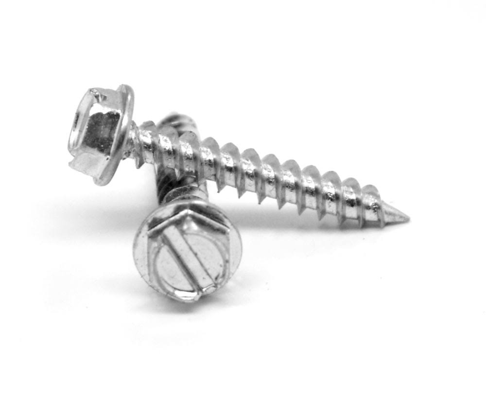 #8-18 x 2 1/4 Sheet Metal Screw Slotted Hex Washer Head Zinc Plated N58993