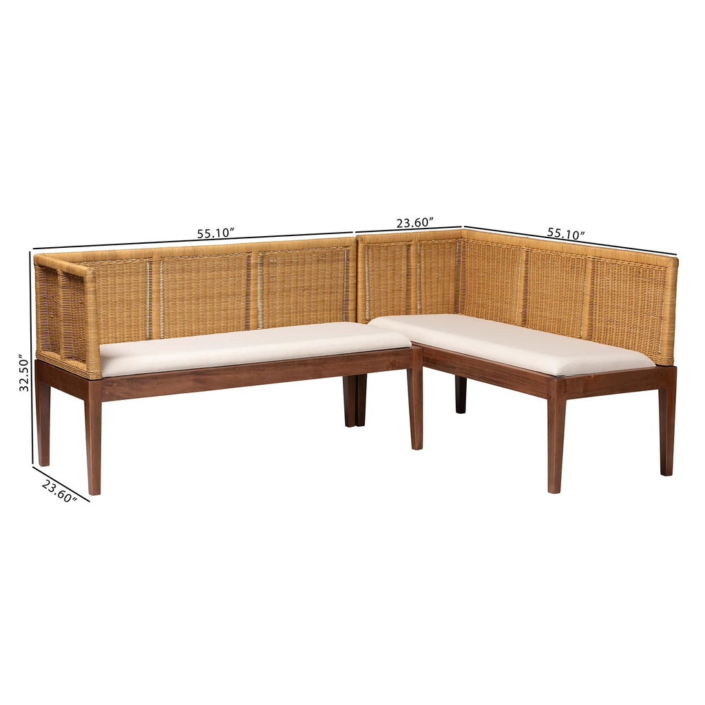 2-Piece Brown Boho Dining Banquette Set J34819