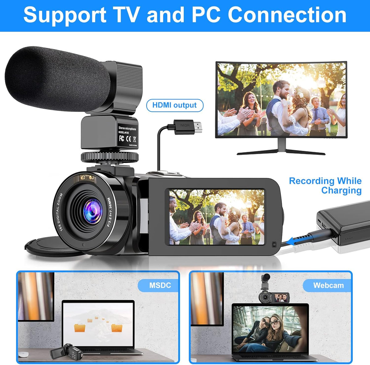 2.7K Ultra HD Digital Video Camera with Microphone A15382