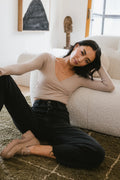 Mocha Surplice Crop Top M115170