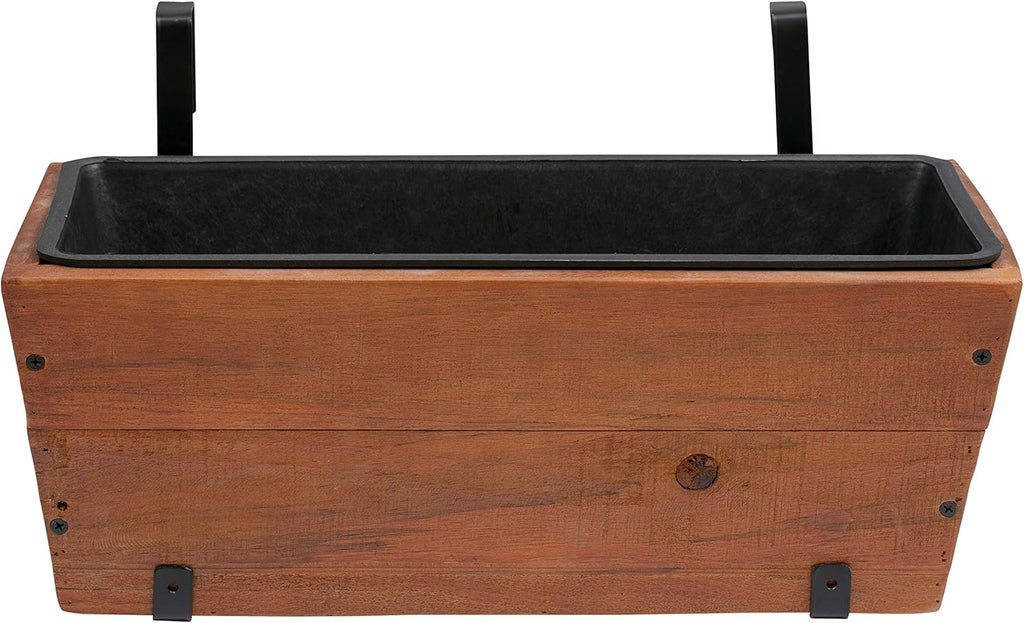 Recycled Wood Rectangular Hanging Planter, 2-Pack, Brown, 18.9" x 7.87" x 7.5" A313667