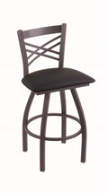 Pewter Swivel Stool with Black Vinyl Seat H524144
