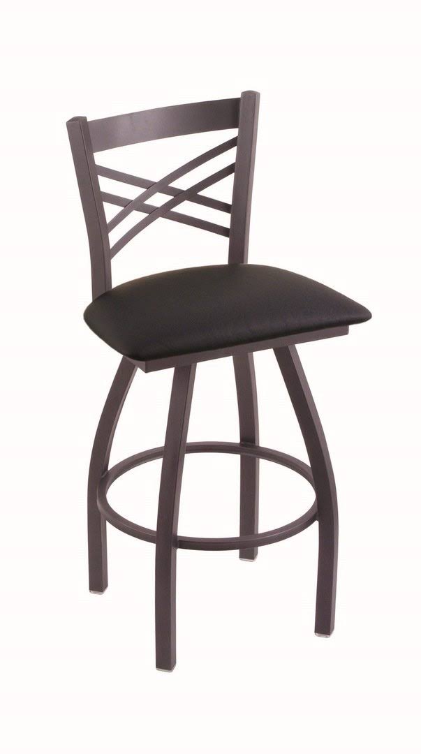 Pewter Swivel Stool with Black Vinyl Seat H524144