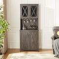 Grey Wood Storage Cabinet with Microwave Stand M6127