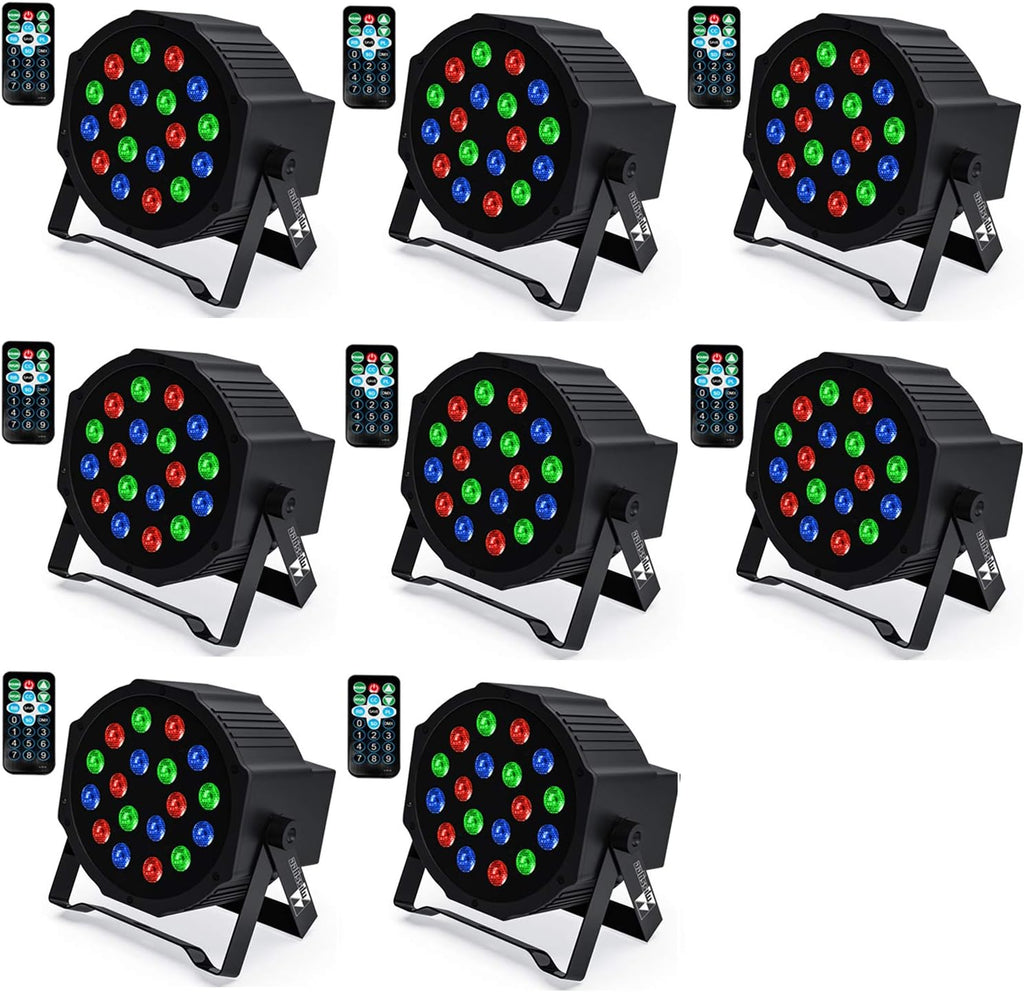 18 RGB LED Stage Lights Sound Activated DMX with Remote Control 4 pcs W220999