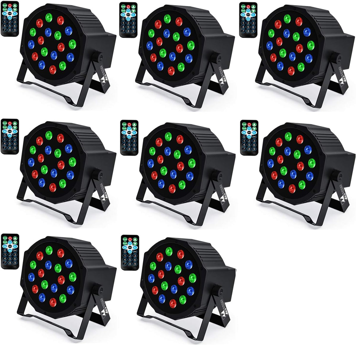 18 RGB LED Stage Lights Sound Activated DMX with Remote Control 4 pcs W220999
