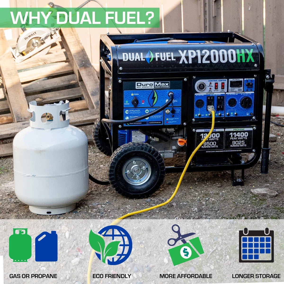 Dual Fuel Gas Propane Portable Generator 12,000 Watt O81152