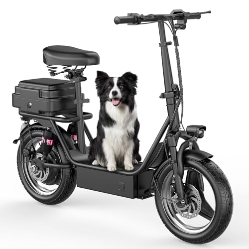 500W Peak Motor Sit Down E Scooter with Basket, 14" Pneumatic Tire C925