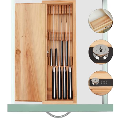 Wooden Knife Storage Box with Lock D500347
