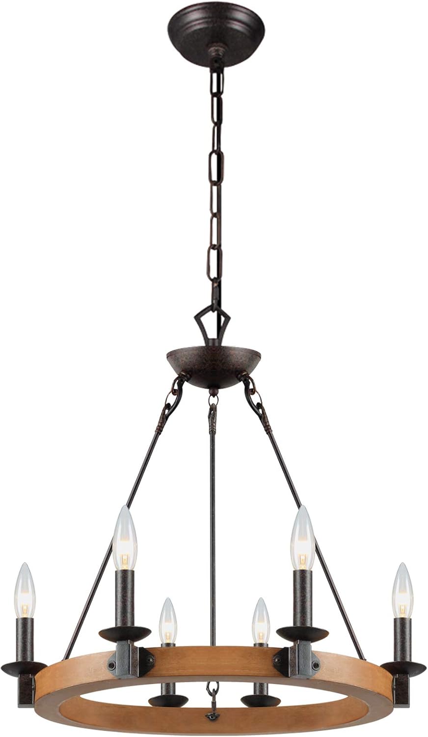 6 Light Wagon Wheel Chandelier U7609