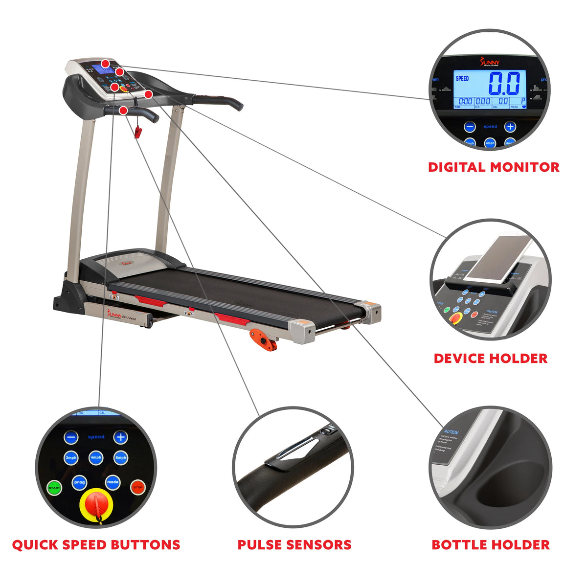 Manual Incline Folding Treadmill with Pulse Sensors B270291