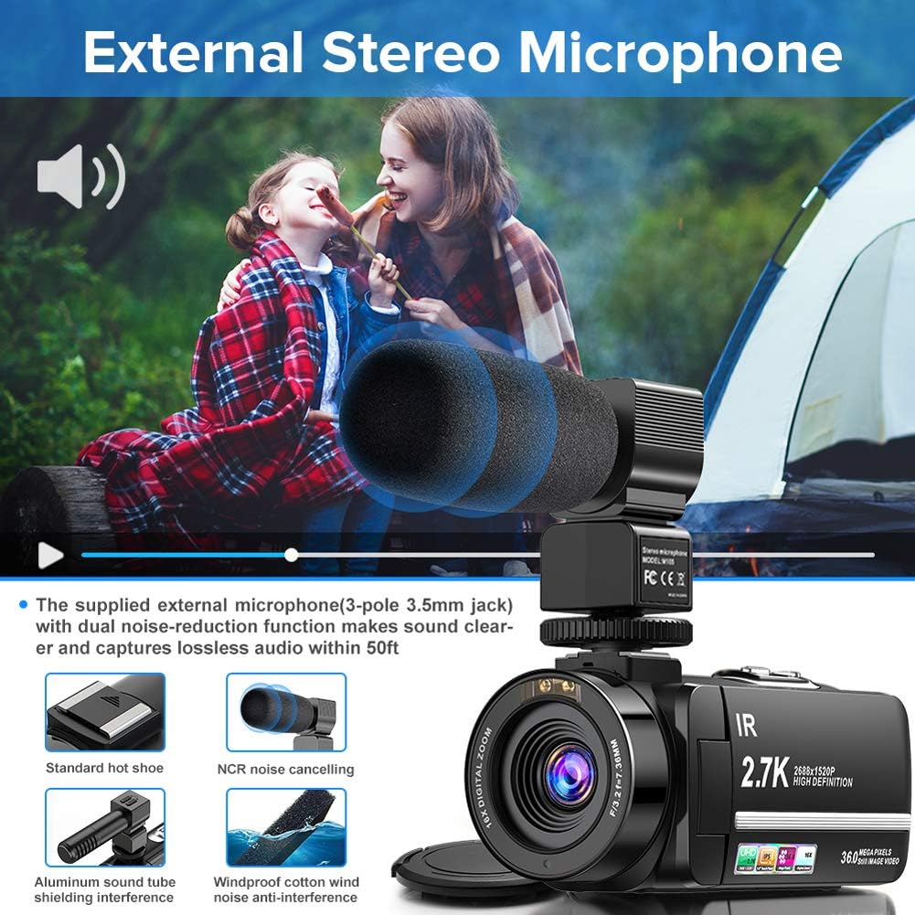 2.7K Ultra HD Digital Video Camera with Microphone A15382