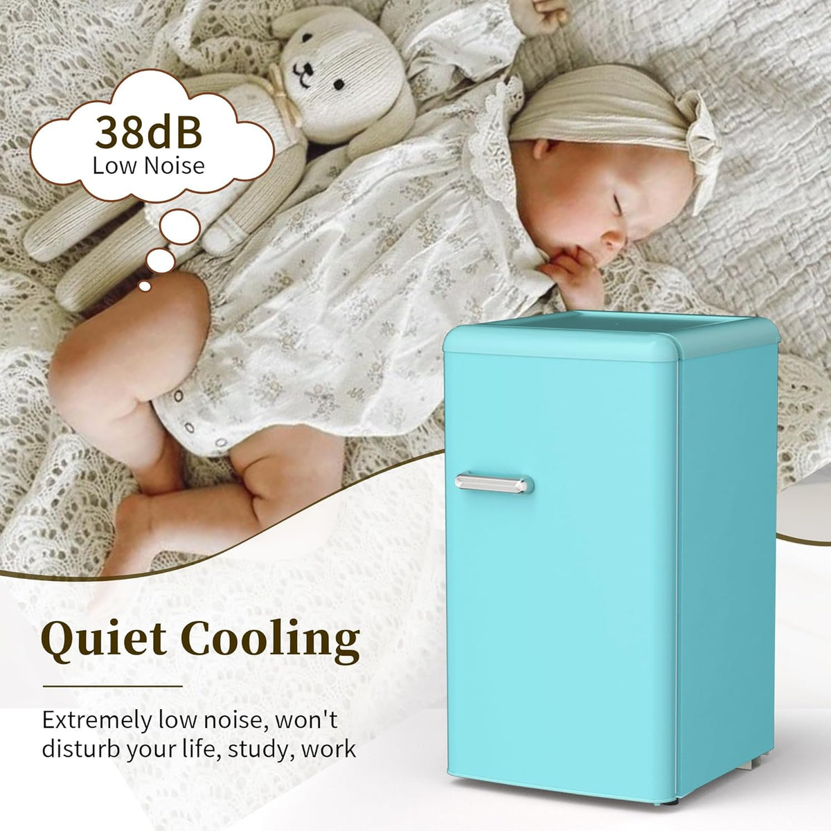 Retro Mini Fridge with Freezer 3.6 Cu.Ft. Single Door Blue O13335
