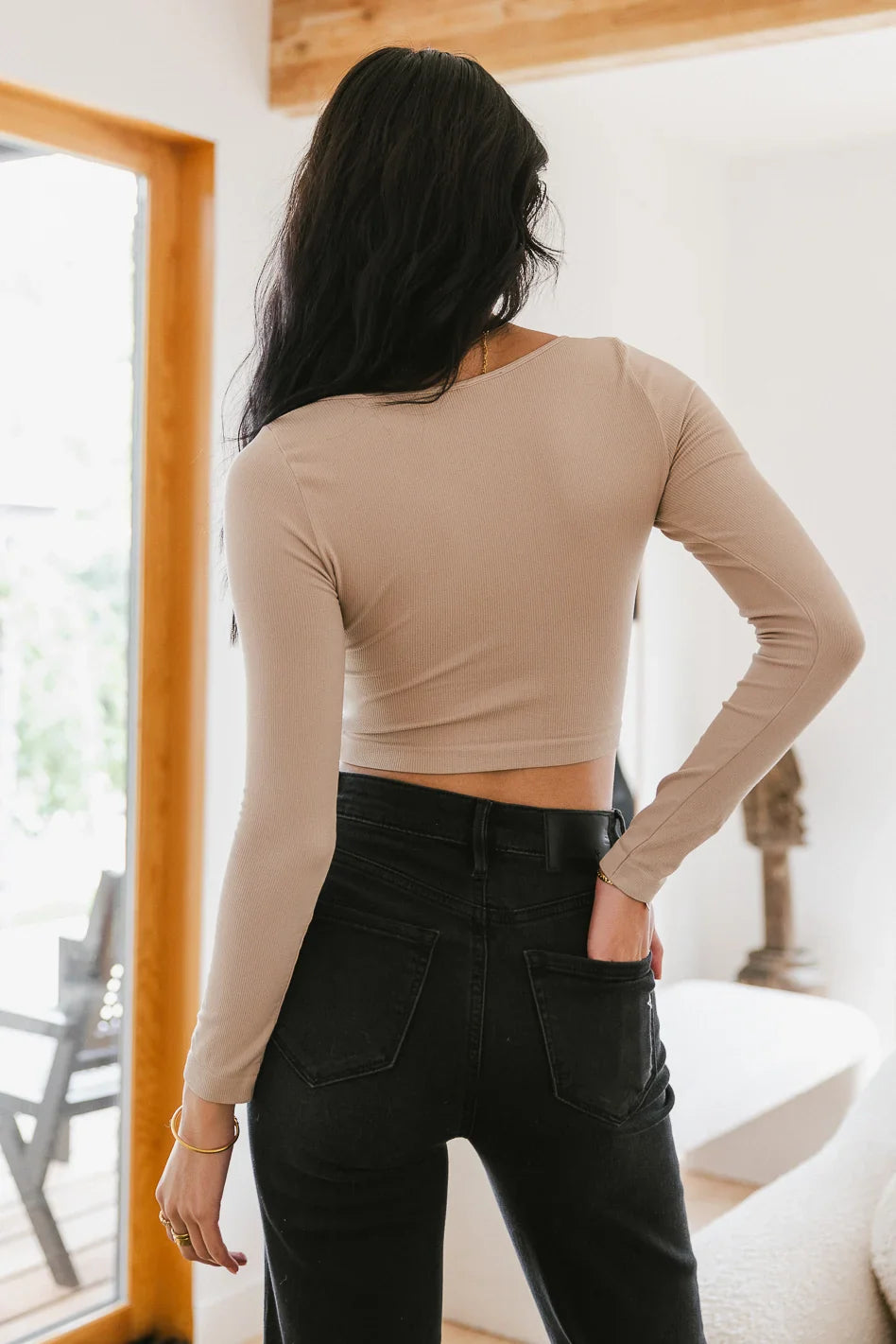 Mocha Surplice Crop Top M115170