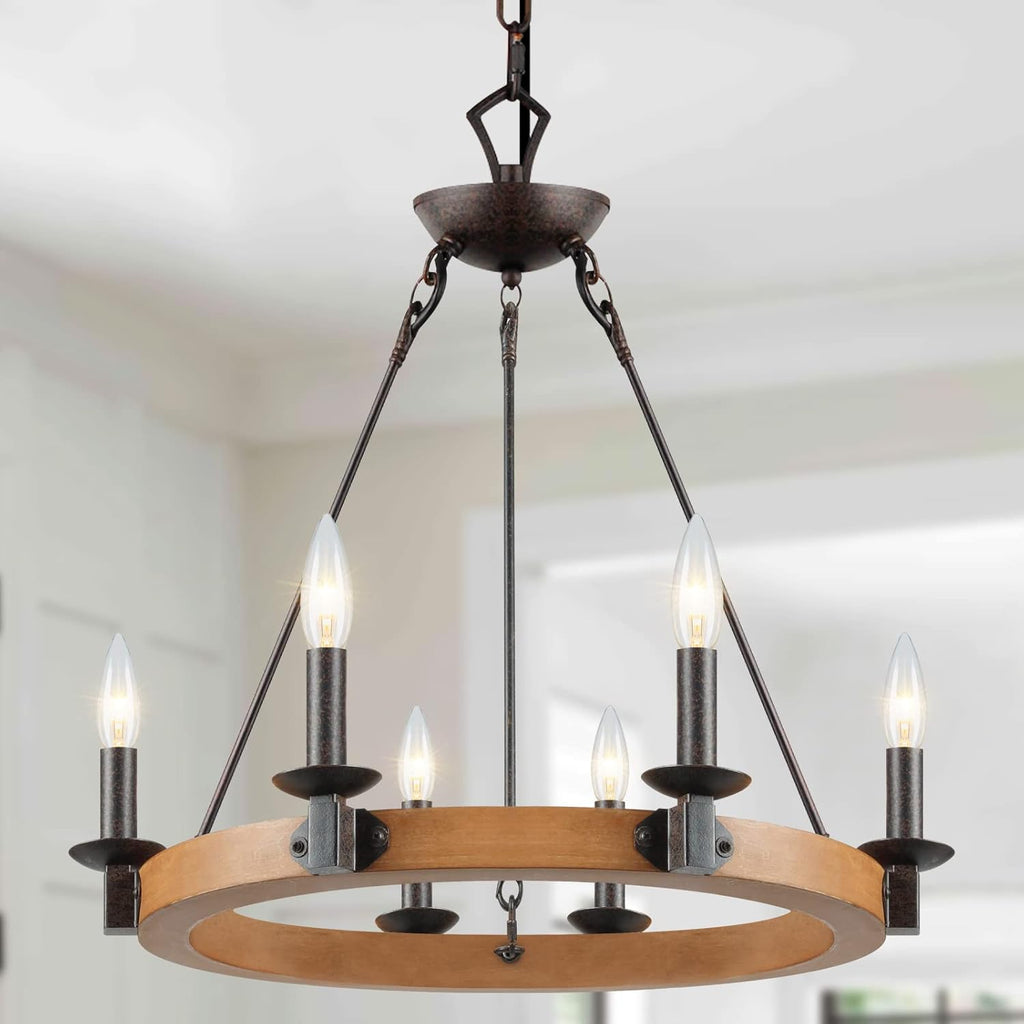 6 Light Wagon Wheel Chandelier U7609