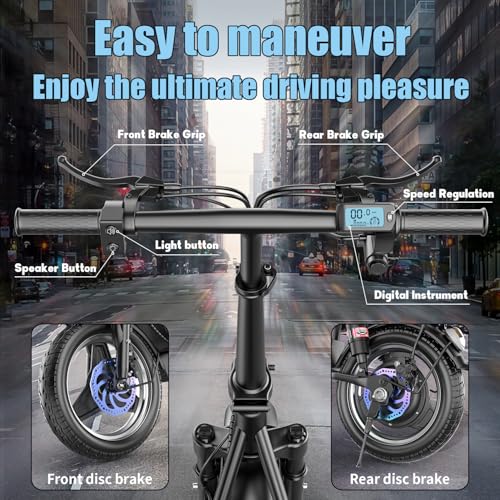 500W Peak Motor Sit Down E Scooter with Basket, 14" Pneumatic Tire C925