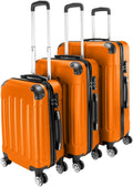 3 Piece Set Hardside Roller Suitcase 20" / 24" / 28" Set, Orange, Blue M7558
