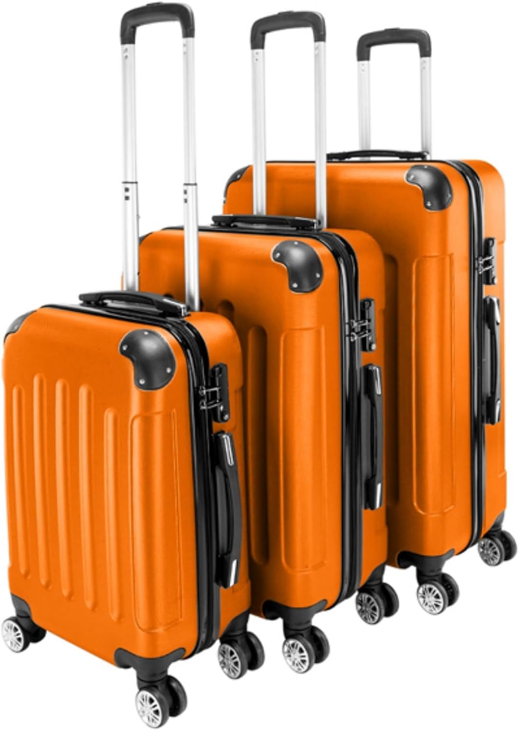 3 Piece Set Hardside Roller Suitcase 20" / 24" / 28" Set, Orange, Blue M7558