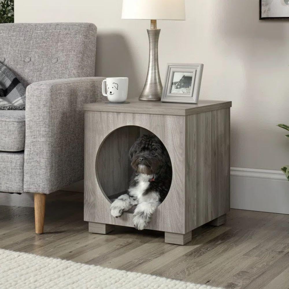 Light Walnut Pet Bed Side Table Combo Y2415