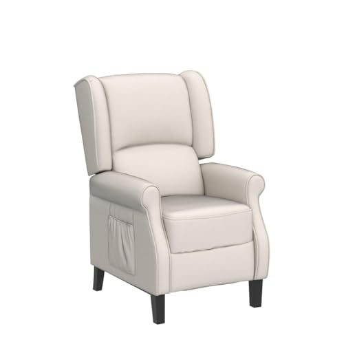 Beige Fabric Wingback Recliner Chair with Heat and Massage S6816