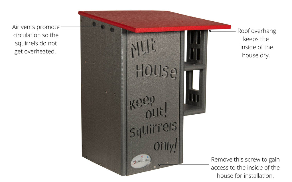 Gray/Cardinal Red Squirrel House Nesting Box H274148
