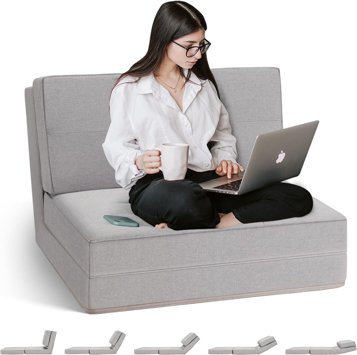Convertible Floor Sofa with 5-Position Backrest N8055