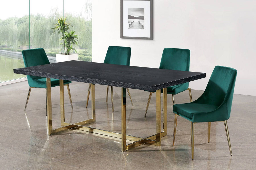 Velvet Dining Side Chair Set of 2 Green Gold R965