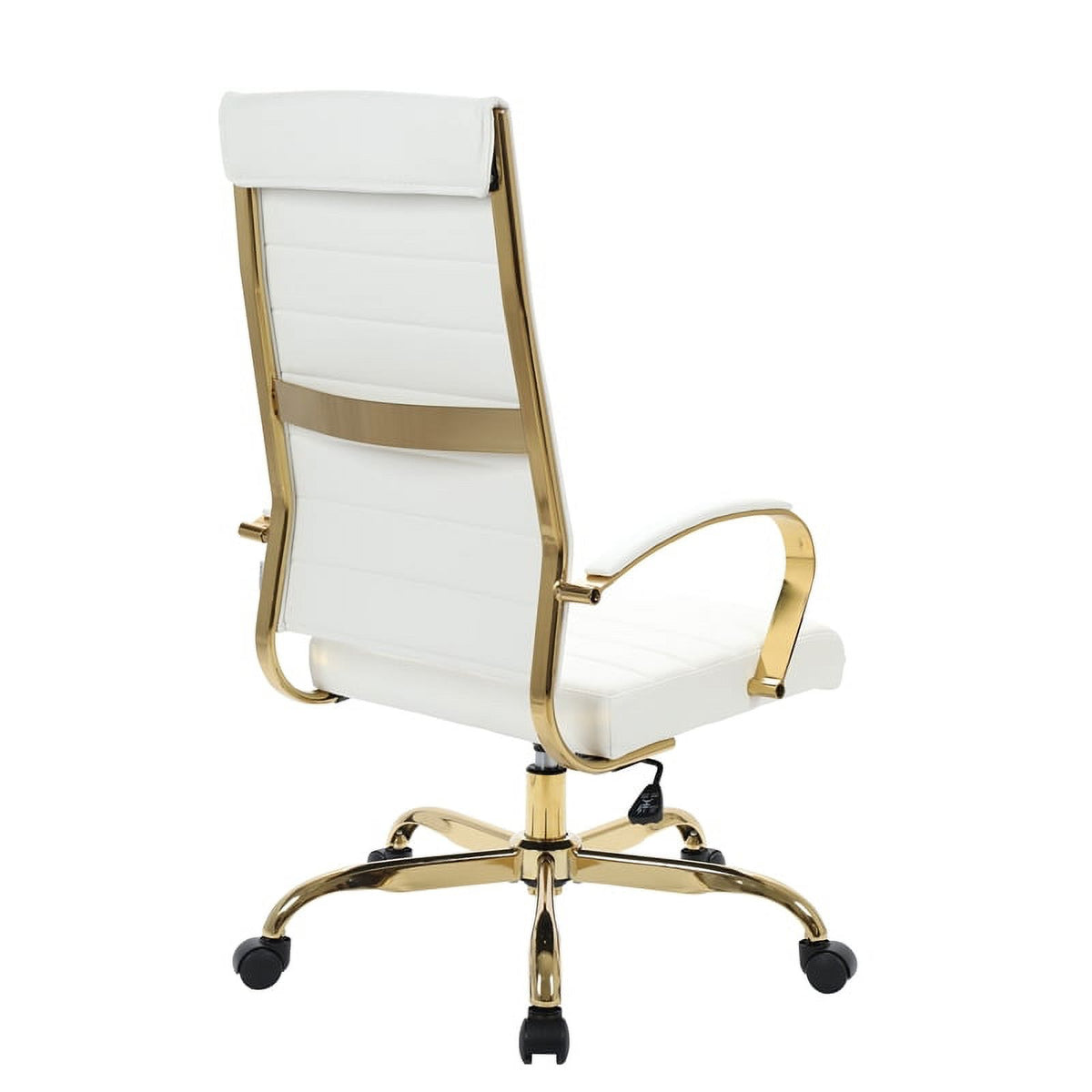 Modern Faux Leather High-Back Office Chair in White/Gold Q469