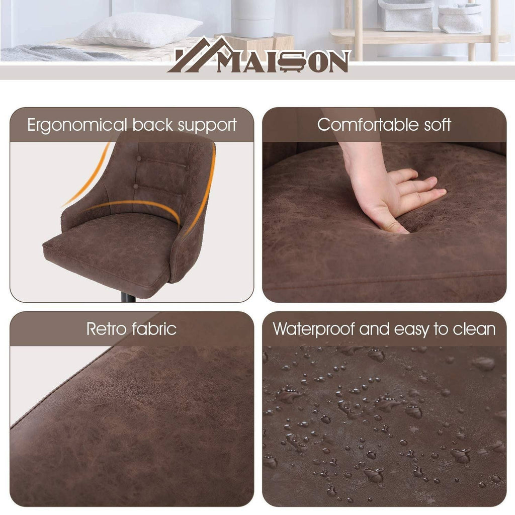 Brown Faux Leather Swivel Bar Stool H363415