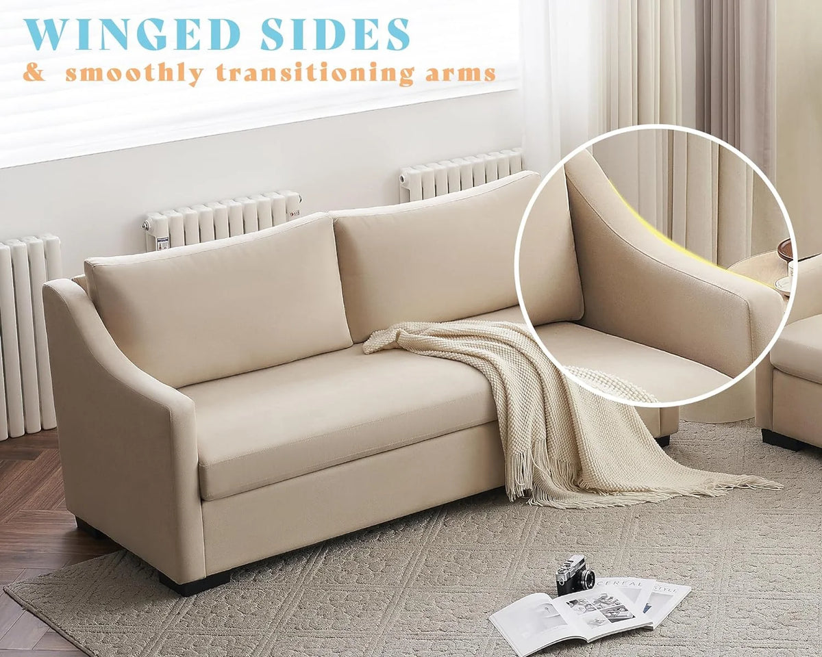 Beige Chenille 2 Piece Sofa Y1813