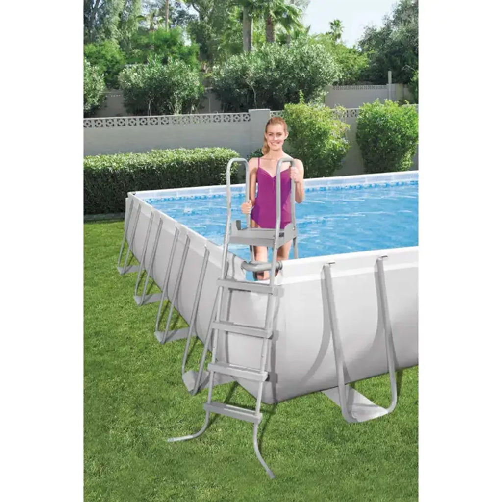 Grey Rectangular Metal Frame Above Ground Pool Set X4520