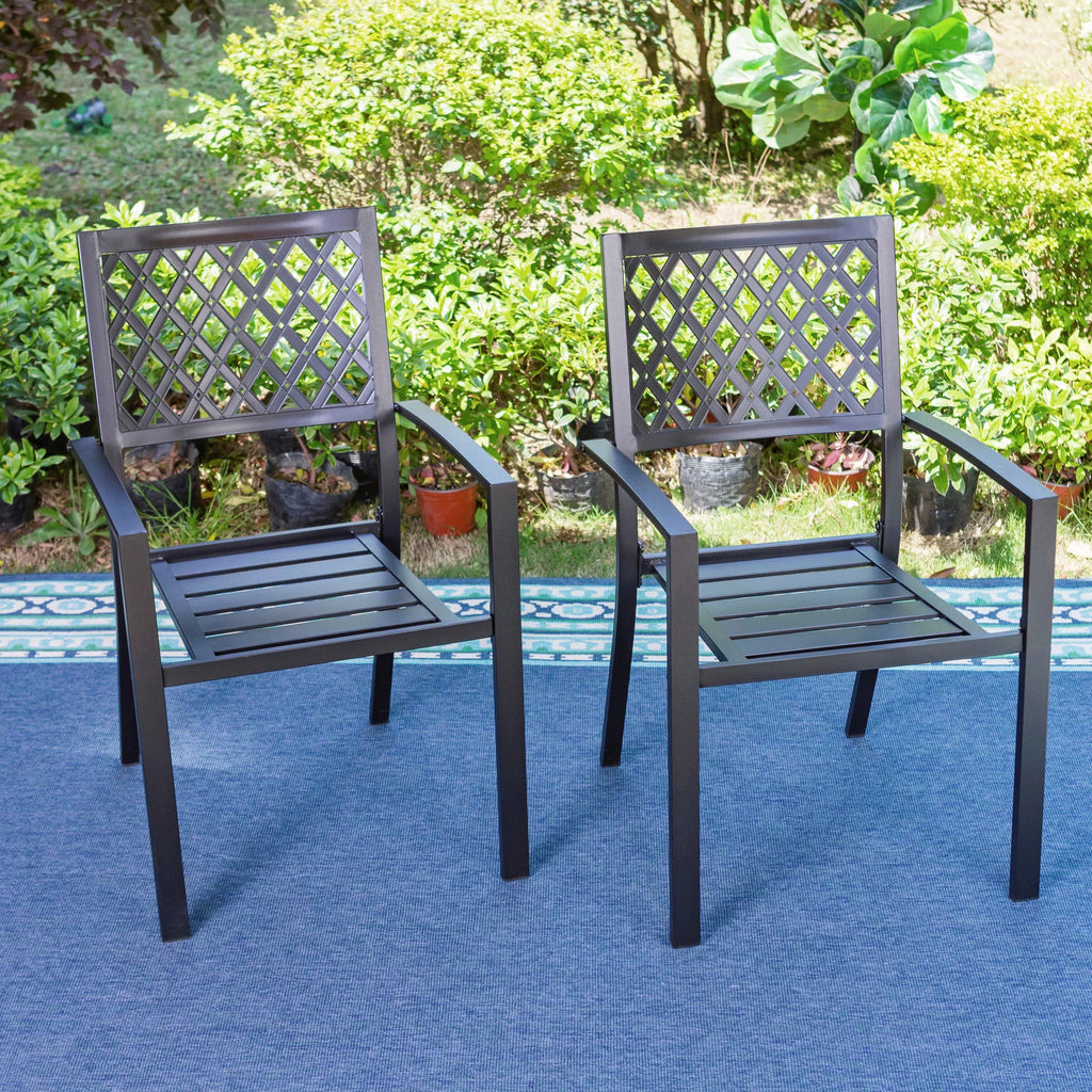 5 Pieces Patio Dining Sets Outdoor Metal All Weather Furniture Sets with Umbrella Hole, Black A459963