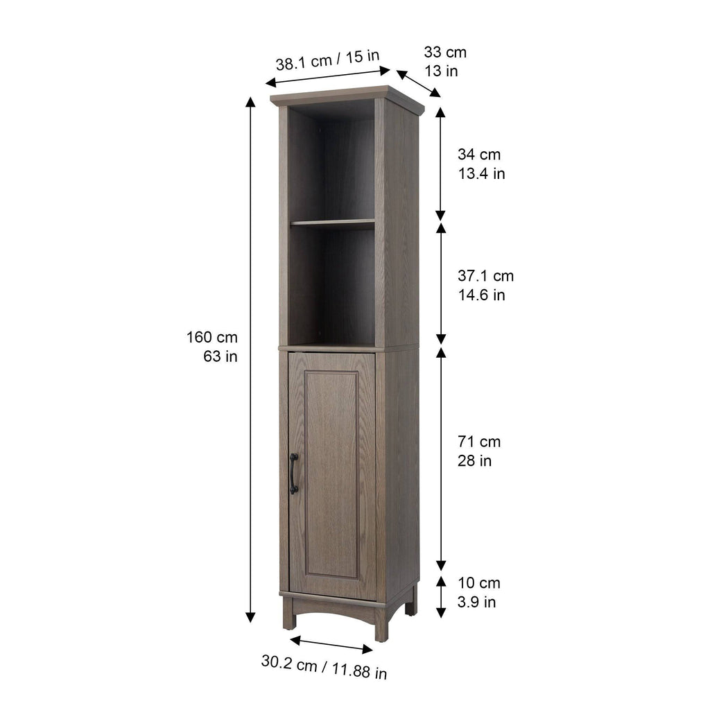 Wooden Bathroom Cabinet Linen Tower Salt Oak X54151