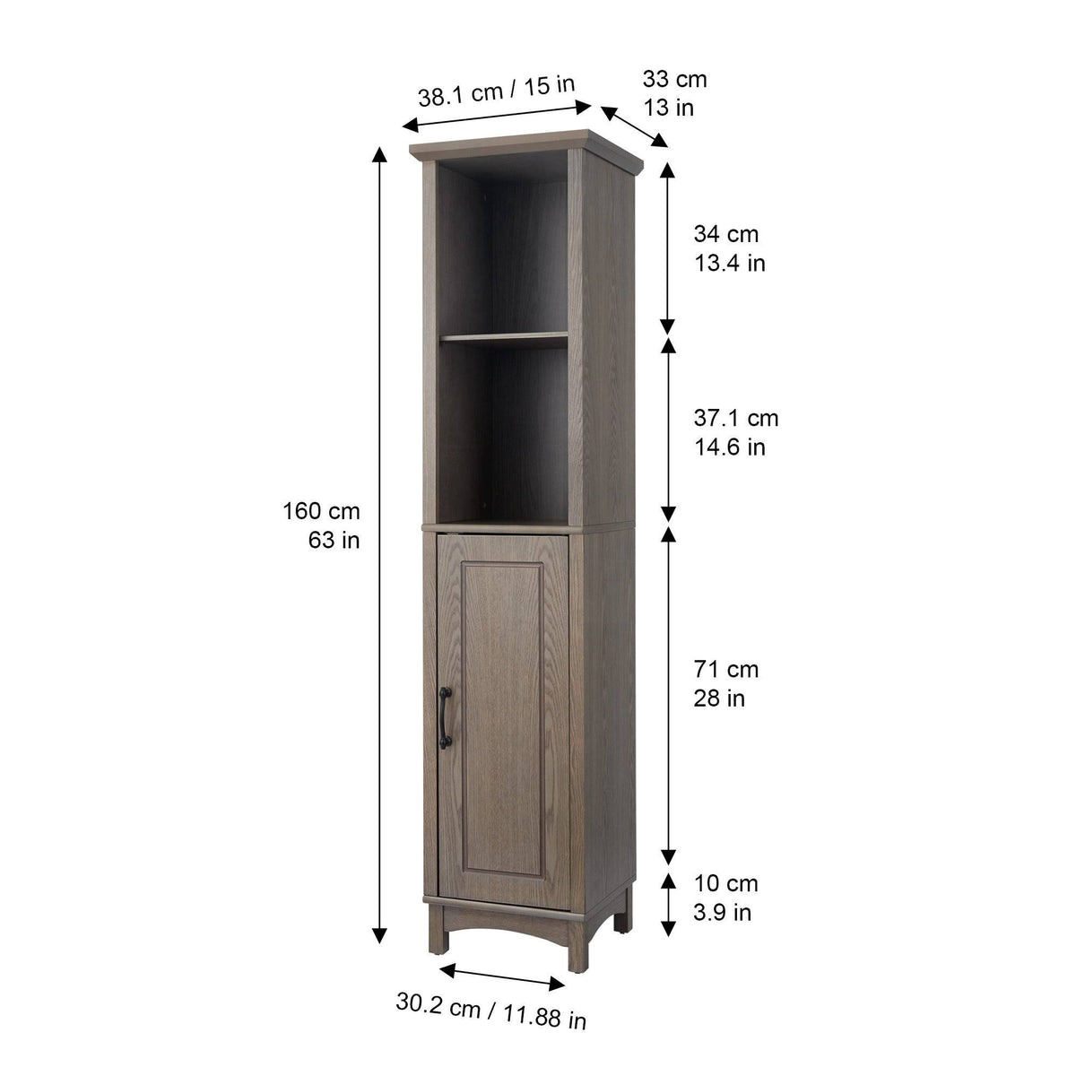 Wooden Bathroom Cabinet Linen Tower Salt Oak X54151