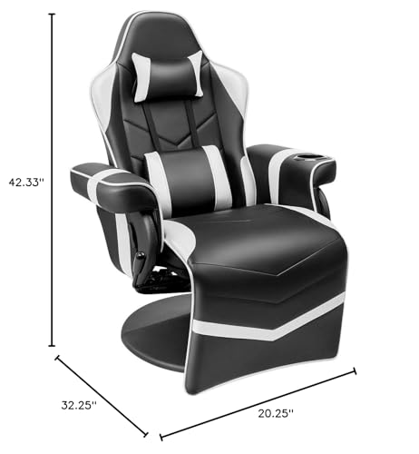 Black Pu Leather Ergonomic Reclining Gaming Sofa Chair with Footrest R688515