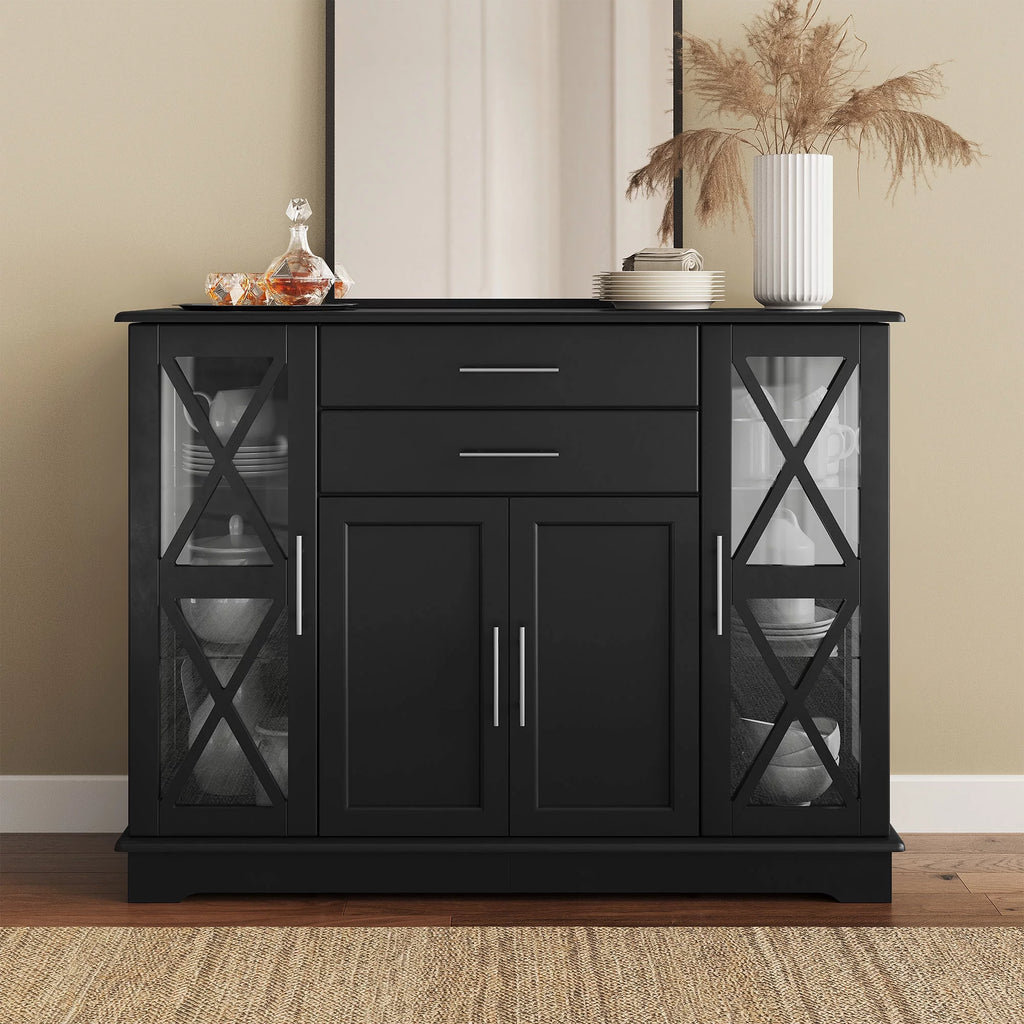 Black Wood Storage Sideboard Buffet Cabinet K8815