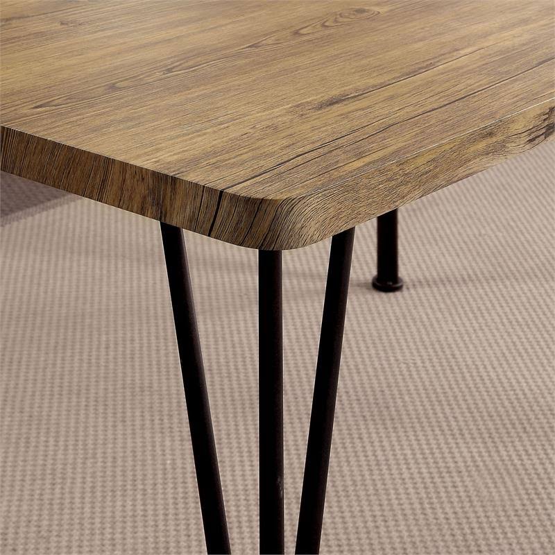 5-Piece Metal Dining Set Dark Bronze Natural M735978