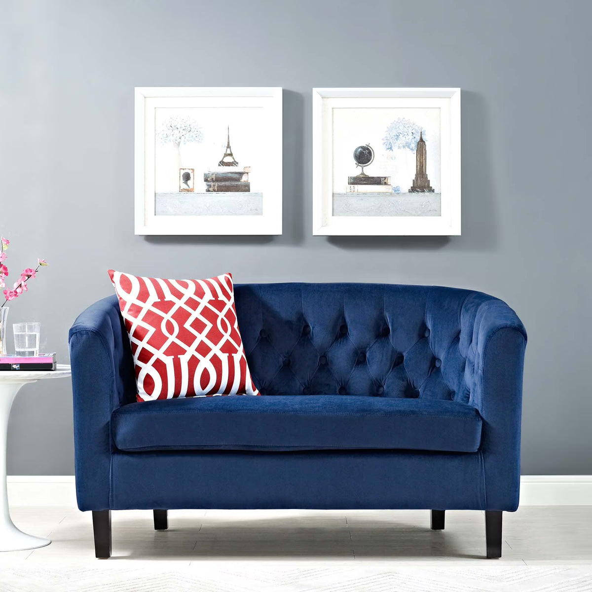Navy Performance Velvet Loveseat A859