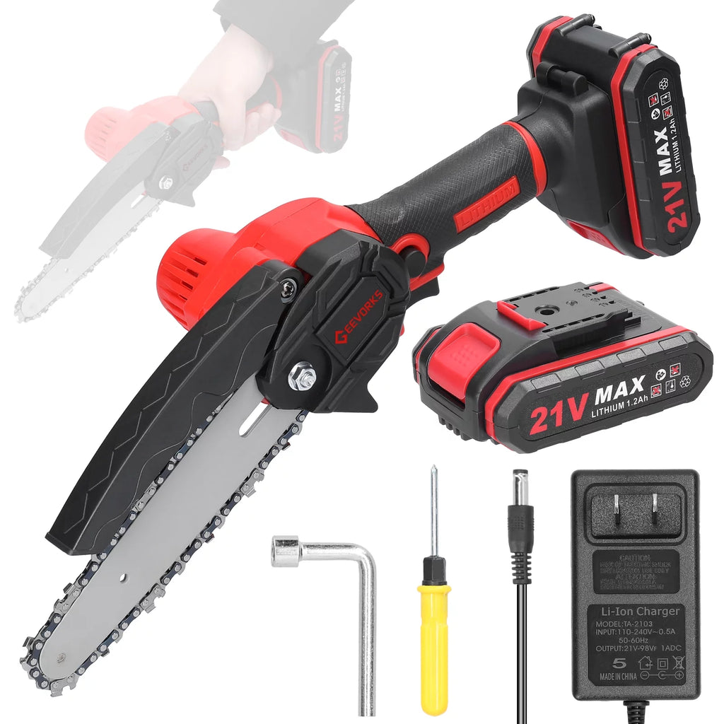 6-inch Cordless Mini Chainsaw with 2 Batteries G34079